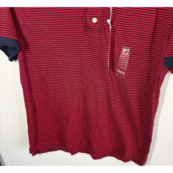 NWT JC Penny Polo Shirt Mens Large Red/Blue Striped Short Sleeve Casual - Picture 4 of 10